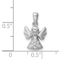 Sterling Silver Rhodium-plated CZ Satin Angel Pendant view 4