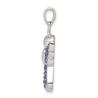 Sterling Silver Blue and White Preciosa Crystal Angel Pendant with Heart view 2