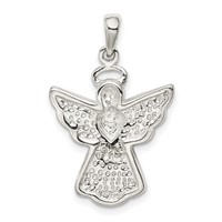 Sterling Silver Blue and White Preciosa Crystal Angel Pendant with Heart view 3