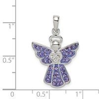 Sterling Silver Blue and White Preciosa Crystal Angel Pendant with Heart view 4