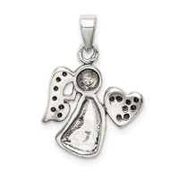 Sterling Silver Antiqued & CZ Angel Charm view 3
