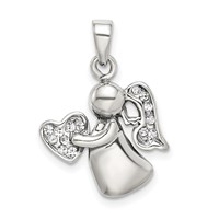 Sterling Silver Antiqued & CZ Angel Charm view 1