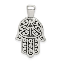 Sterling Silver Antiqued Hamsa Pendant view 1