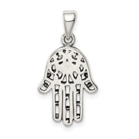 Sterling Silver Antiqued Hamsa Pendant view 3