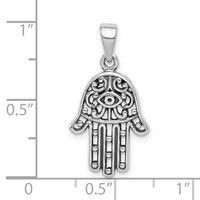 Sterling Silver Antiqued Hamsa Pendant view 4