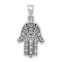 Sterling Silver Antiqued Hamsa Pendant view 1