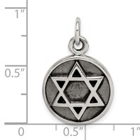 Sterling Silver Antiqued Star of David Pendant view 4