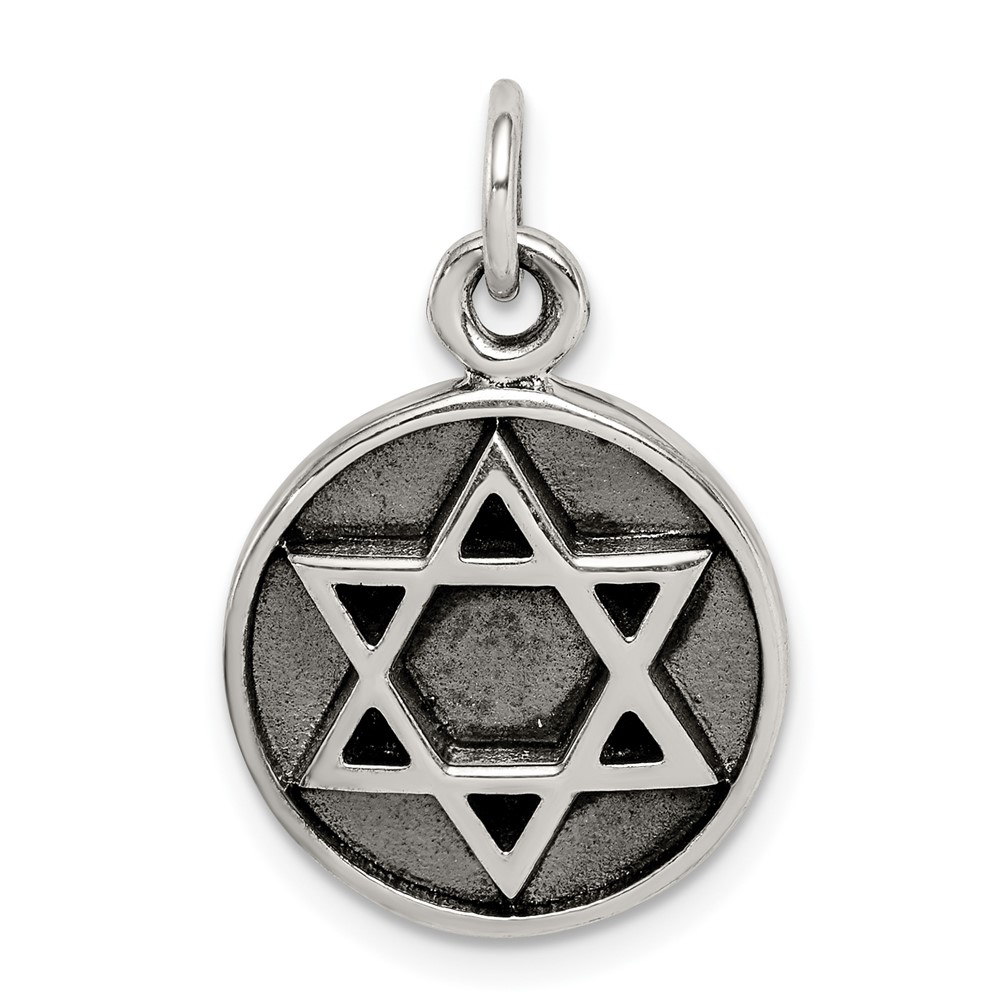 Sterling Silver Antiqued Star of David Pendant