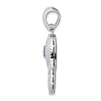 Sterling Silver Rhodium-plated Created Spinel & White CZ Hamsa Pendant view 2