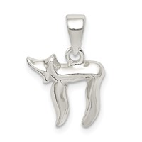 Sterling Silver Polished Chai Symbol view 1