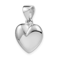 Sterling Silver Rhodium-plated Polished Bell Inside 17mm Puffed Heart Pendant view 5