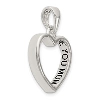 Sterling Silver Enameled Inside Love You Mom Heart Pendant view 4