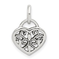 Sterling Silver Antique Heart Charm view 1