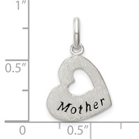 Sterling Silver Brushed and Antiqued Mother Heart Pendant view 4
