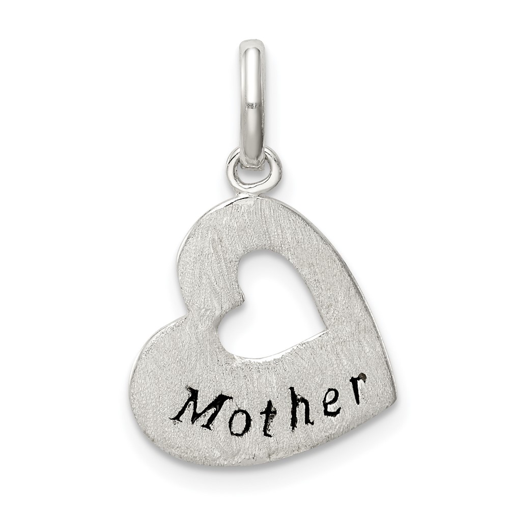 Sterling Silver Brushed and Antiqued Mother Heart Pendant