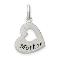 Sterling Silver Brushed and Antiqued Mother Heart Pendant view 1