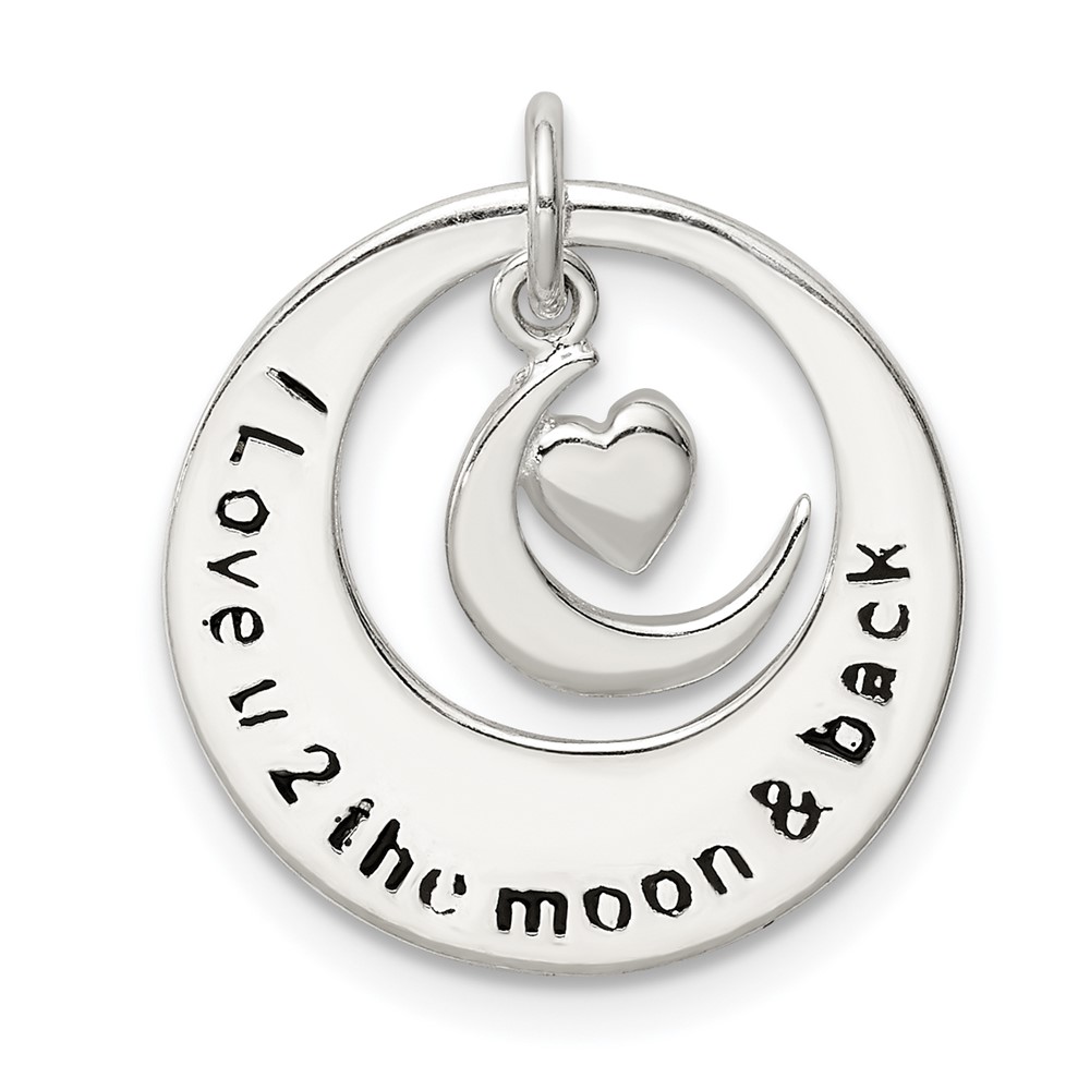Sterling Silver Enamel I Love You to the Moon and Back Pendant