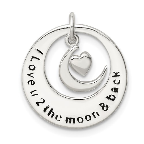 Sterling Silver Enamel I Love You to the Moon and Back Pendant