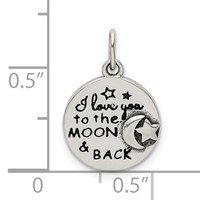 Sterling Silver Enameled I Love You to the Moon and Back Charm with Moon and Star view 4