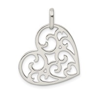 Sterling Silver Filigree Heart Pendant view 3