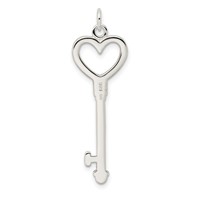 Sterling Silver CZ Heart Key Pendant view 3