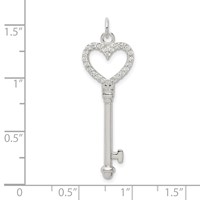 Sterling Silver CZ Heart Key Pendant view 4