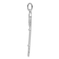 Sterling Silver Rhodium-plated CZ Filigree Love Key Pendant view 2