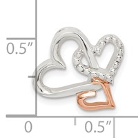 Sterling Silver Rhodium-plated & Rose-tone Heart Chain Slide view 4