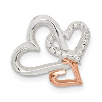 Sterling Silver Rhodium-plated & Rose-tone Heart Chain Slide view 1
