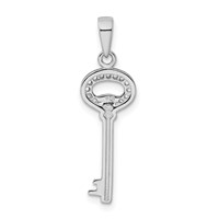 Sterling Silver Rhodium-Plated CZ Key Pendant view 3