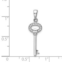 Sterling Silver Rhodium-Plated CZ Key Pendant view 4