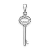 Sterling Silver Rhodium-Plated CZ Key Pendant view 1
