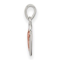 Sterling Silver Rhodium-plated Rose-tone Heart and Heartbeat Arrow Pendant view 2