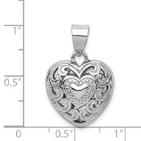 Sterling Silver Rhodium-plated Cut-out Heart Swirl Pendant view 4