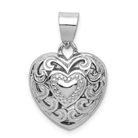 Sterling Silver Rhodium-plated Cut-out Heart Swirl Pendant view 1