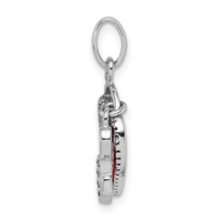 Sterling Silver Rhodium-plated CZ Key and Pink Glitter Enamel Heart Lock Pendant view 2