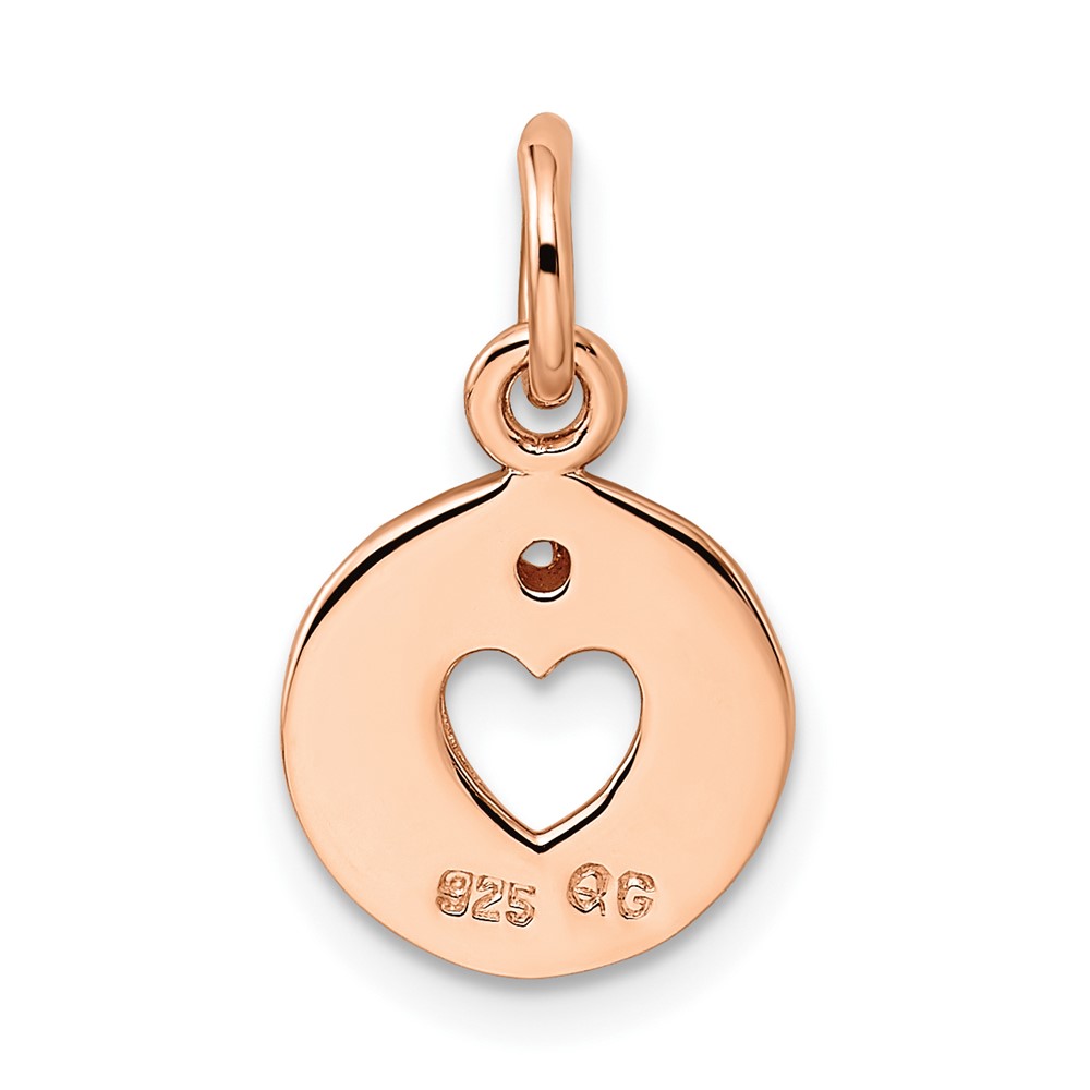 Sterling Silver Rhodium-plated Rose-tone & Diamond Open Heart Pendant (QC9486)
