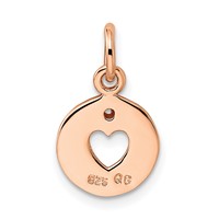 Sterling Silver Rhodium-plated Rose-tone & Diamond Open Heart Pendant view 3