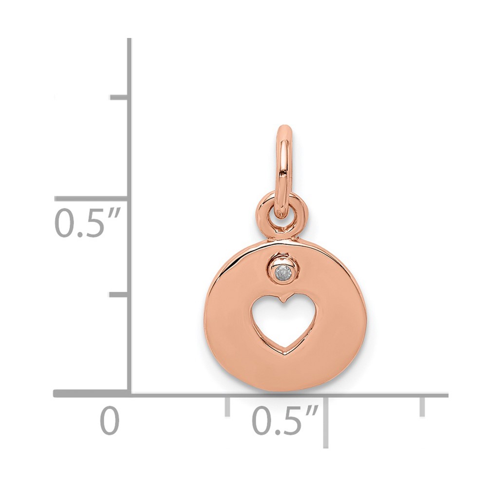 Sterling Silver Rhodium-plated Rose-tone & Diamond Open Heart Pendant (QC9486)