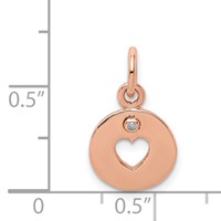 Sterling Silver Rhodium-plated Rose-tone & Diamond Open Heart Pendant view 4