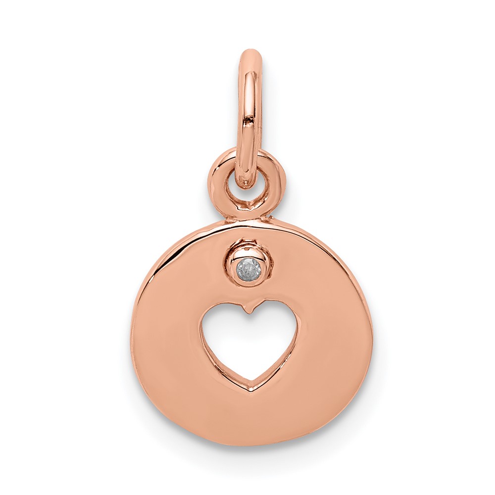 Sterling Silver Rhodium-plated Rose-tone & Diamond Open Heart Pendant (QC9486)