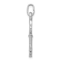 Sterling Silver Rhodium-plated Polished Key Pendant view 2