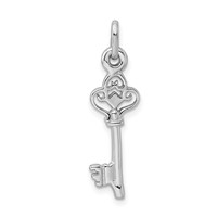 Sterling Silver Rhodium-plated Polished Key Pendant view 3