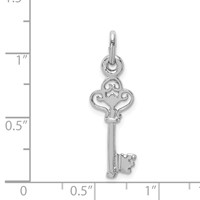 Sterling Silver Rhodium-plated Polished Key Pendant view 4