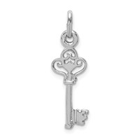 Sterling Silver Rhodium-plated Polished Key Pendant view 1