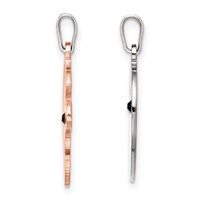 Sterling Silver Ruthenium & Rosetone Love You Heart Pendant with CZ Breakapart view 2
