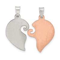 Sterling Silver Ruthenium & Rosetone Love You Heart Pendant with CZ Breakapart view 3