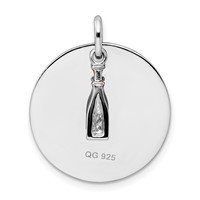Sterling Silver Rhodium-plated Enameled Antiqued Love Wine Pendant view 3
