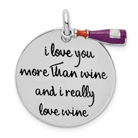 Sterling Silver Rhodium-plated Enameled Antiqued Love Wine Pendant view 1