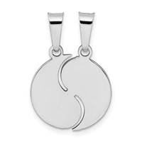 Sterling Silver Rhodium-plate Brush & Polished Yin Yang Break Apart Pendant view 3